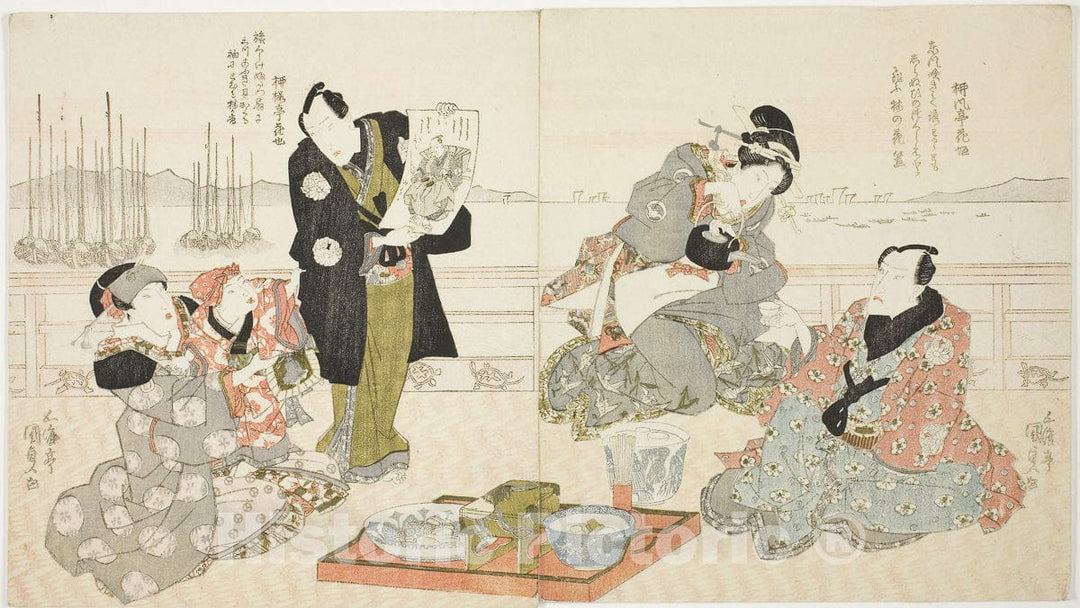 Art Print : The actors Onoe Kikugoro III, Onoe Matsutake III, and Iwai Kumesaburo II, Utagawa Kunisada I (Toyokuni III), c 1832, Vintage Wall Decor :