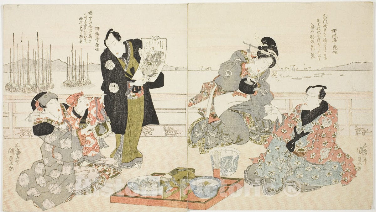 Art Print : The actors Onoe Kikugoro III, Onoe Matsutake III, and Iwai Kumesaburo II, Utagawa Kunisada I (Toyokuni III), c 1832, Vintage Wall Decor :
