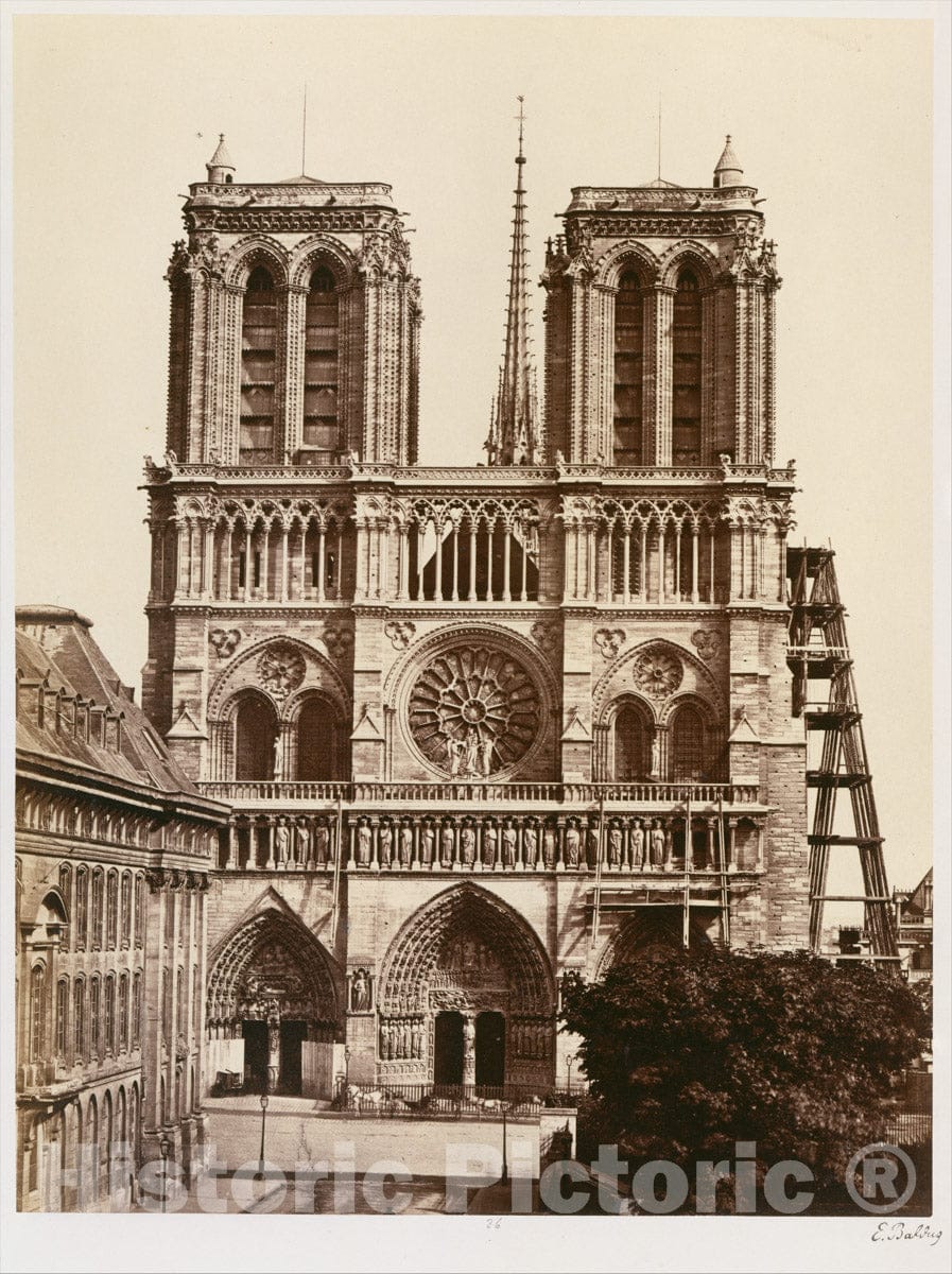 Photo Print : Édouard Baldus - Notre-Dame (façade) : Vintage Wall Art