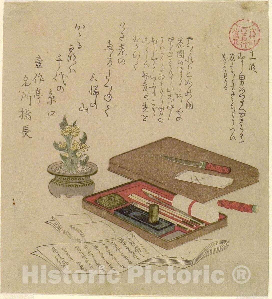 Art Print : Episode eleven (Juichi dan), from the series "Tales of Ise for the Asakusa Group (Asakusagawa Ise Monogatari)", Kubo Shunman, c 1828, Vintage Wall Decor :