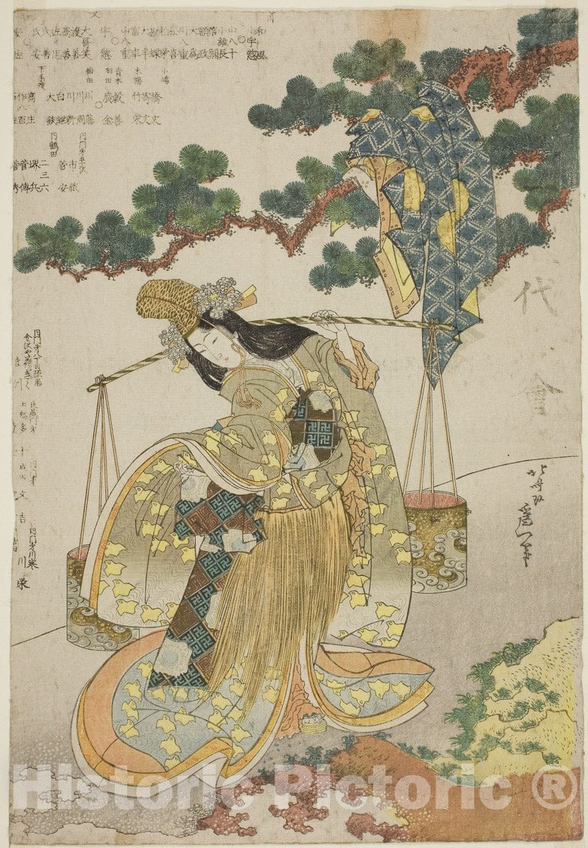 Art Print : The Brine Maiden, Katsushika Hokusai, c 1830, Vintage Wall Decor :