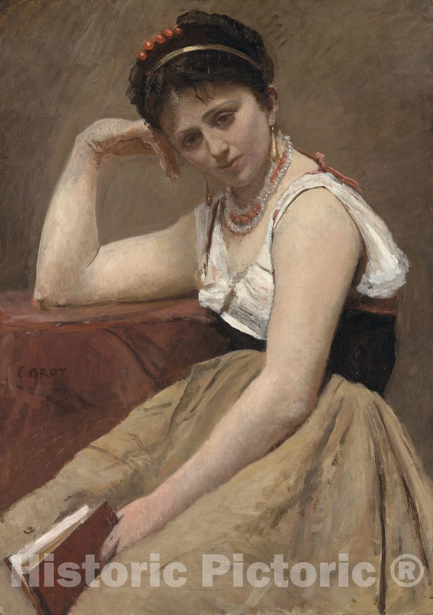 Art Print : Interrupted Reading, Jean Baptiste Camille Corot, c 1721, Vintage Wall Decor :