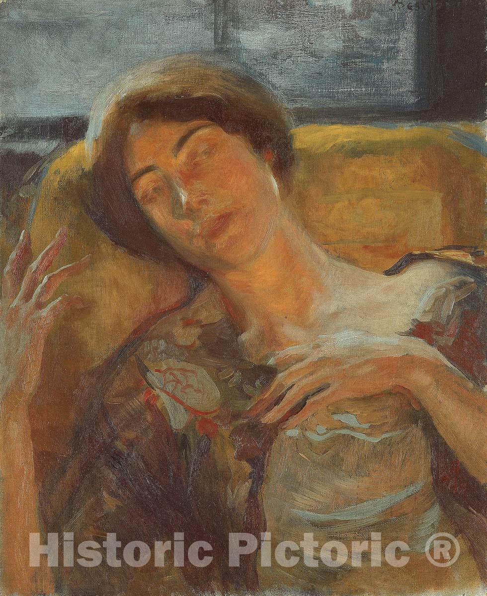 Art Print : Womans Head, Albert Besnard, c 1735, Vintage Wall Decor :