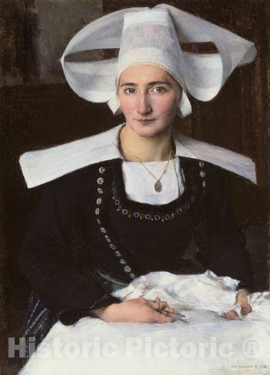 Art Print : Woman from Brittany, Pascal Adolphe Jean Dagnan-Bouveret, c 1879, Vintage Wall Decor :