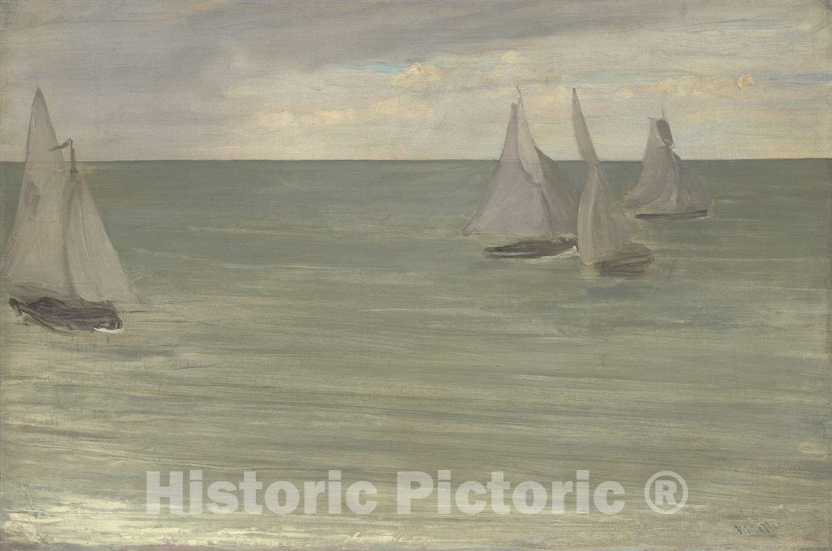 Art Print : Trouville (Grey and Green, the Silver Sea), James McNeill Whistler, c 1923, Vintage Wall Decor :