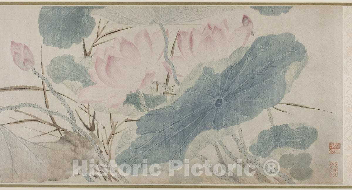 Art Print : Flowering Lotus, Chen Chun, c 1605, Vintage Wall Decor :
