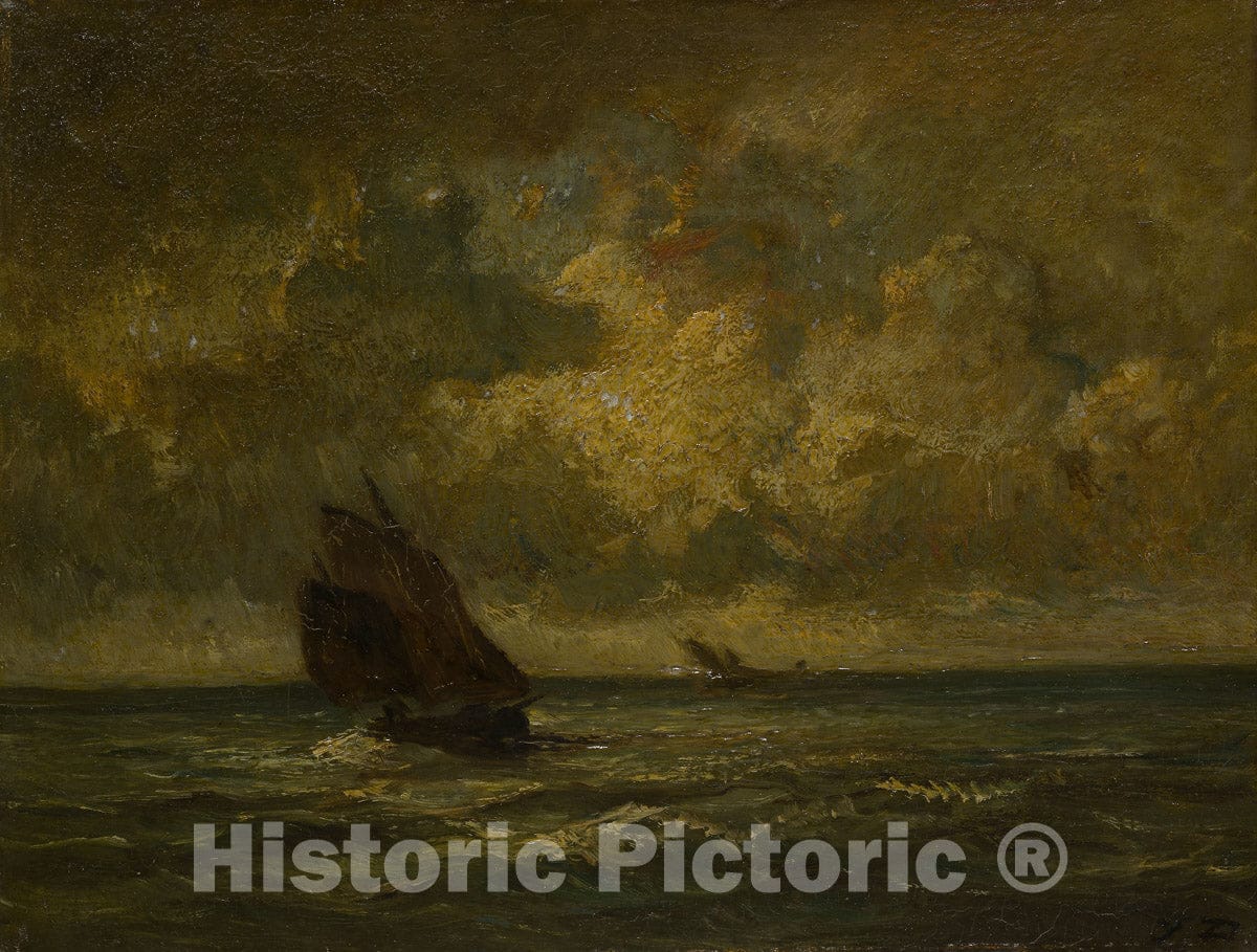 Art Print : Two Boats in a Storm, Jules Dupre, c 1624, Vintage Wall Decor :