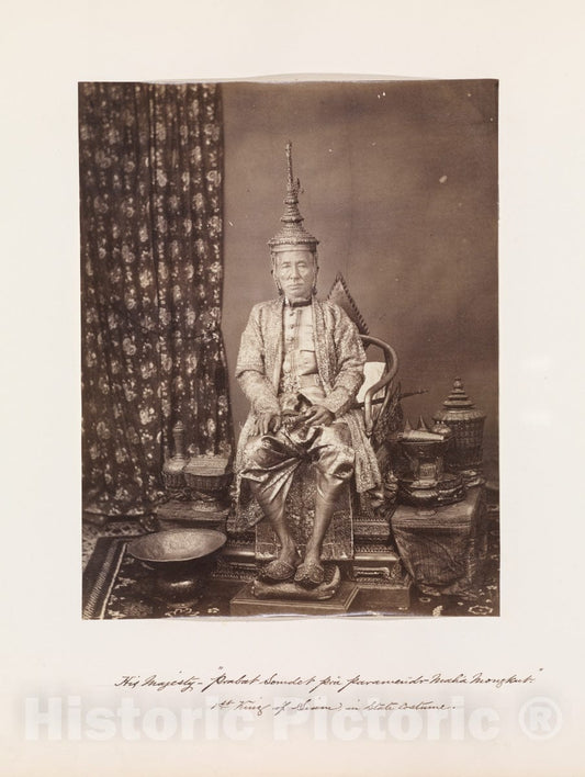 Photo Print : John Thomson - His Majesty Prabat Somdet Pra parameñdr Mahá Mongkut, First King of Siam, in State Costume : Vintage Wall Art