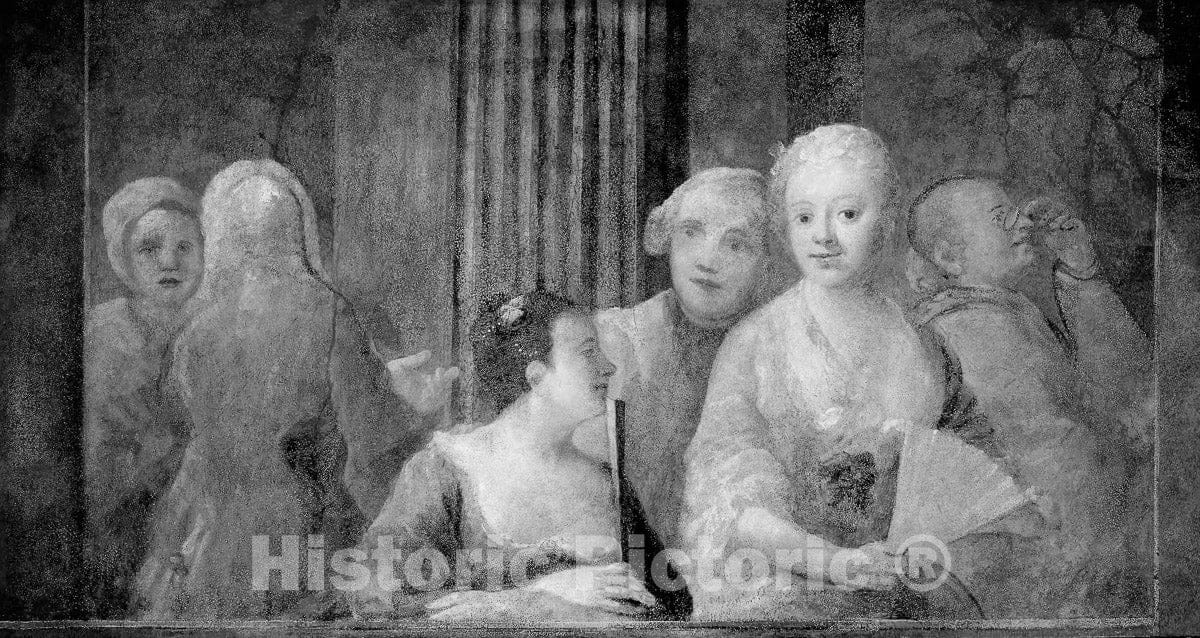 Art Print : Fashionable Figures, with Two Women Holding Fans, c 1829, Vintage Wall Decor :