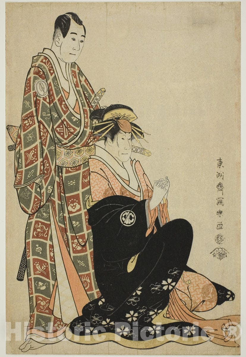 Art Print : The actors Segawa Kikunojo III , Toshusai Sharaku , c 1832, Vintage Wall Decor :