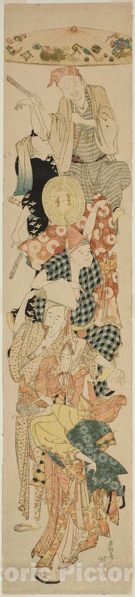 Art Print : Bon Festival Dance, Katsushika Hokusai, c 1805, Vintage Wall Decor :