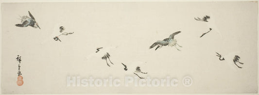 Art Print : Cranes in flight, Utagawa Hiroshige, c 1860, Vintage Wall Decor :