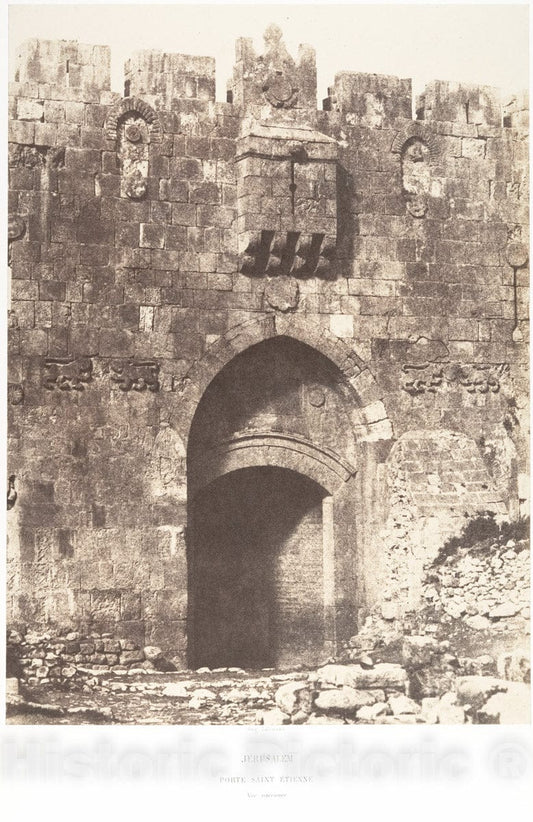 Photo Print : Auguste Salzmann - Jérusalem, Porte Saint-Étienne, Vue extérieure : Vintage Wall Art