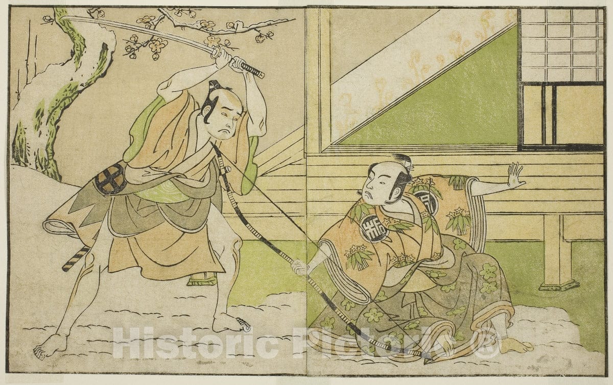 Art Print : Kono Hana Yotsugi no Hachi no Ki v2, Katsukawa Shunsho, c 1763, Vintage Wall Decor :