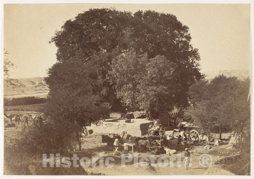 Photo Print : Bhowlie- A Well in The Punjab : Vintage Wall Art