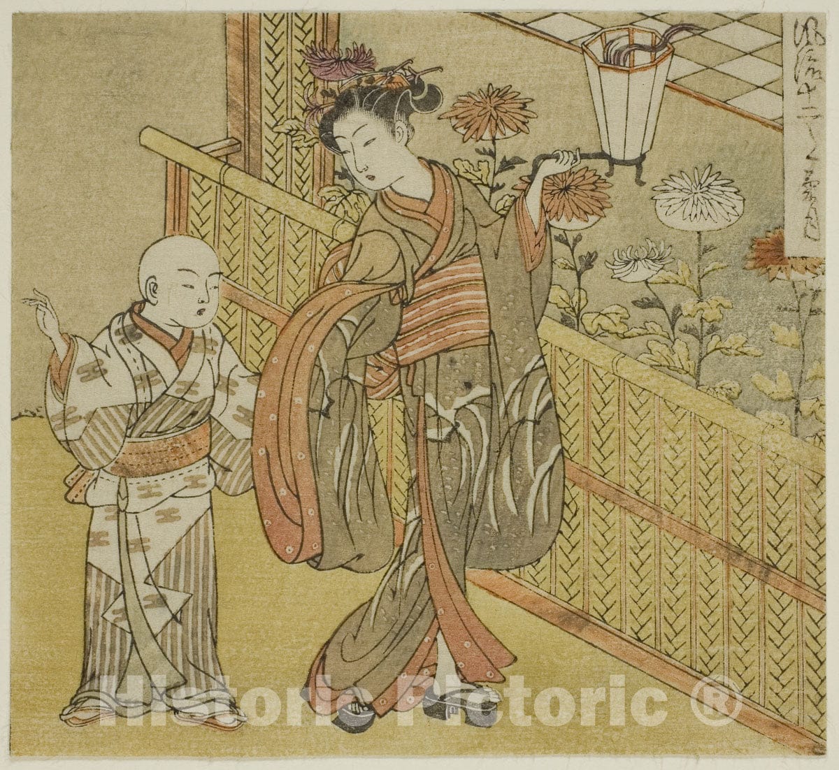 Art Print : The Ninth Month (Kikuzuki), from the series "Fashionable Twelve Months (Furyu juni tsuki)", Isoda Koryusai, c 1773, Vintage Wall Decor :