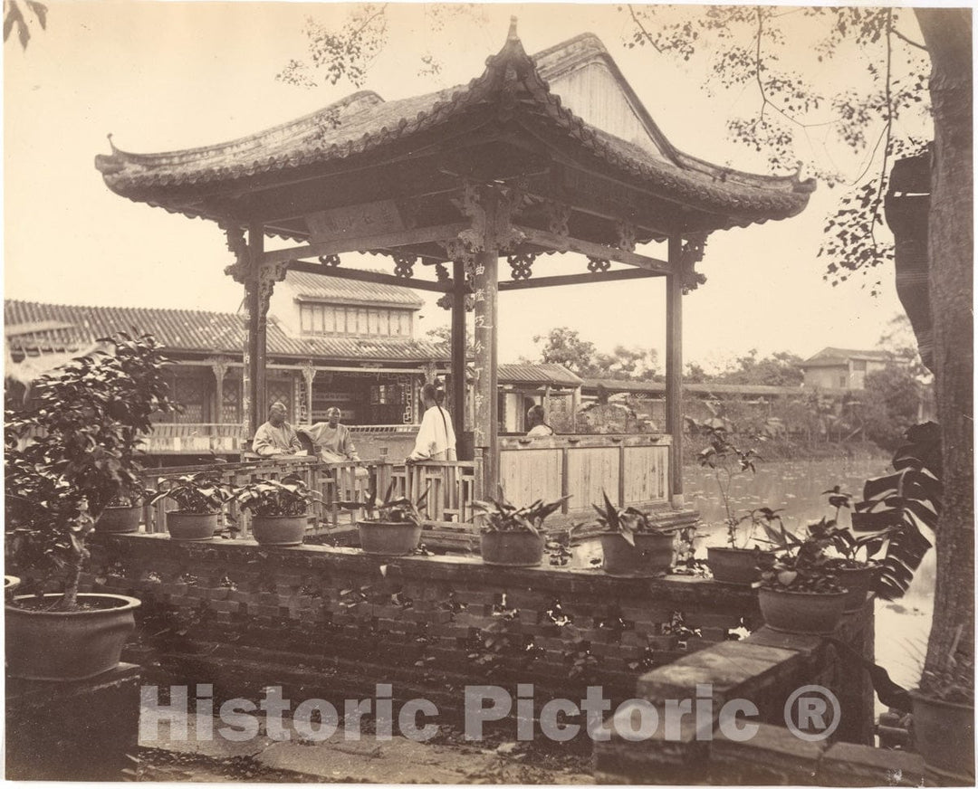 Photo Print : John Thomson - A Tea Pavilion, Canton : Vintage Wall Art