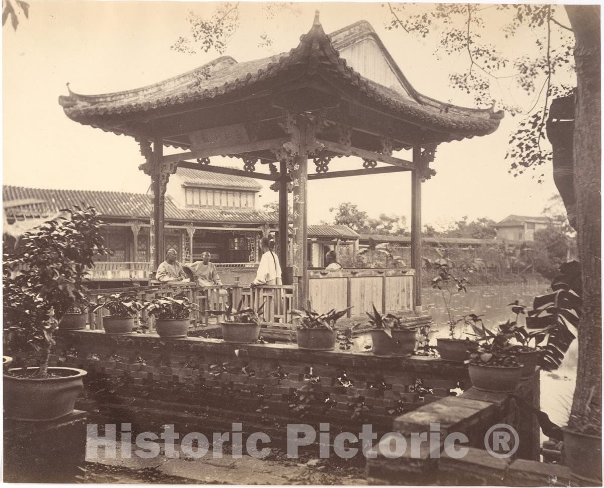 Photo Print : John Thomson - A Tea Pavilion, Canton : Vintage Wall Art