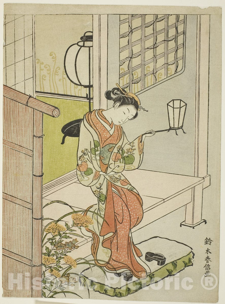 Art Print : Woman Stepping Out with a Lantern, Suzuki Harunobu, c 1766, Vintage Wall Decor :