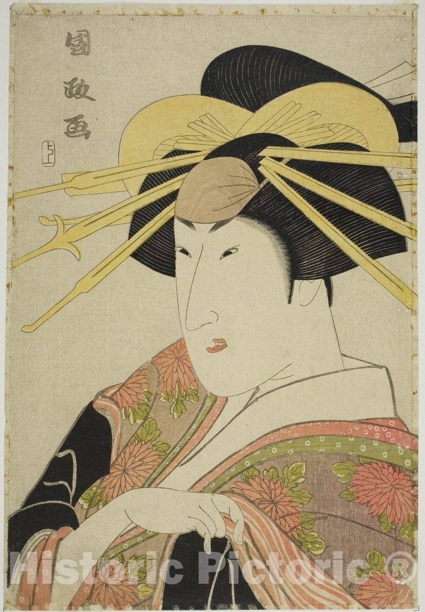 Art Print : Portrait of an Actor in Female Dress, Utagawa Kunimasa, c 1850, Vintage Wall Decor :