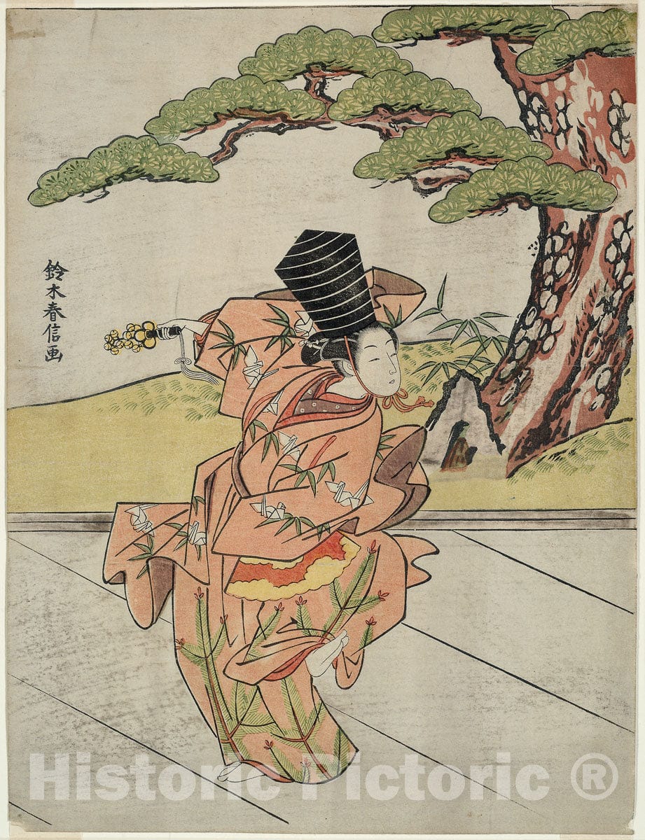 Art Print : Female Sanbaso Dancer, Suzuki Harunobu, c 1788, Vintage Wall Decor :