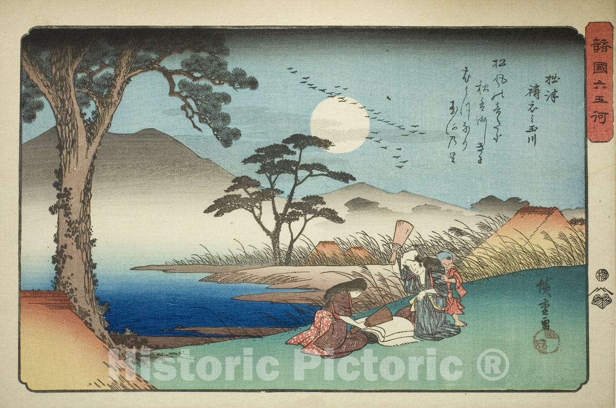 Art Print : The Kinuta Jewel River in Settsu Province, Utagawa Hiroshige, c 1850, Vintage Wall Decor :