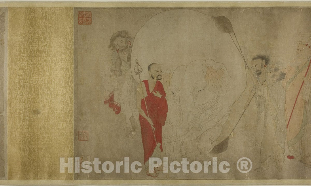 Art Print : Washing the White Elephant, Chang ShÃªng-Yu, c 1226, Vintage Wall Decor :