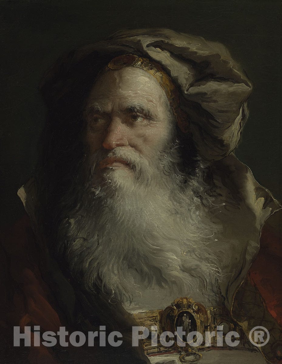 Art Print : Head of a Philosopher, Giovanni Domenico Tiepolo, c 1960, Vintage Wall Decor :