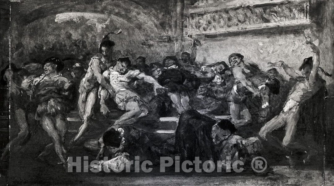 Art Print : The Carousal (Scene from Faust?), French School, c 1635, Vintage Wall Decor :