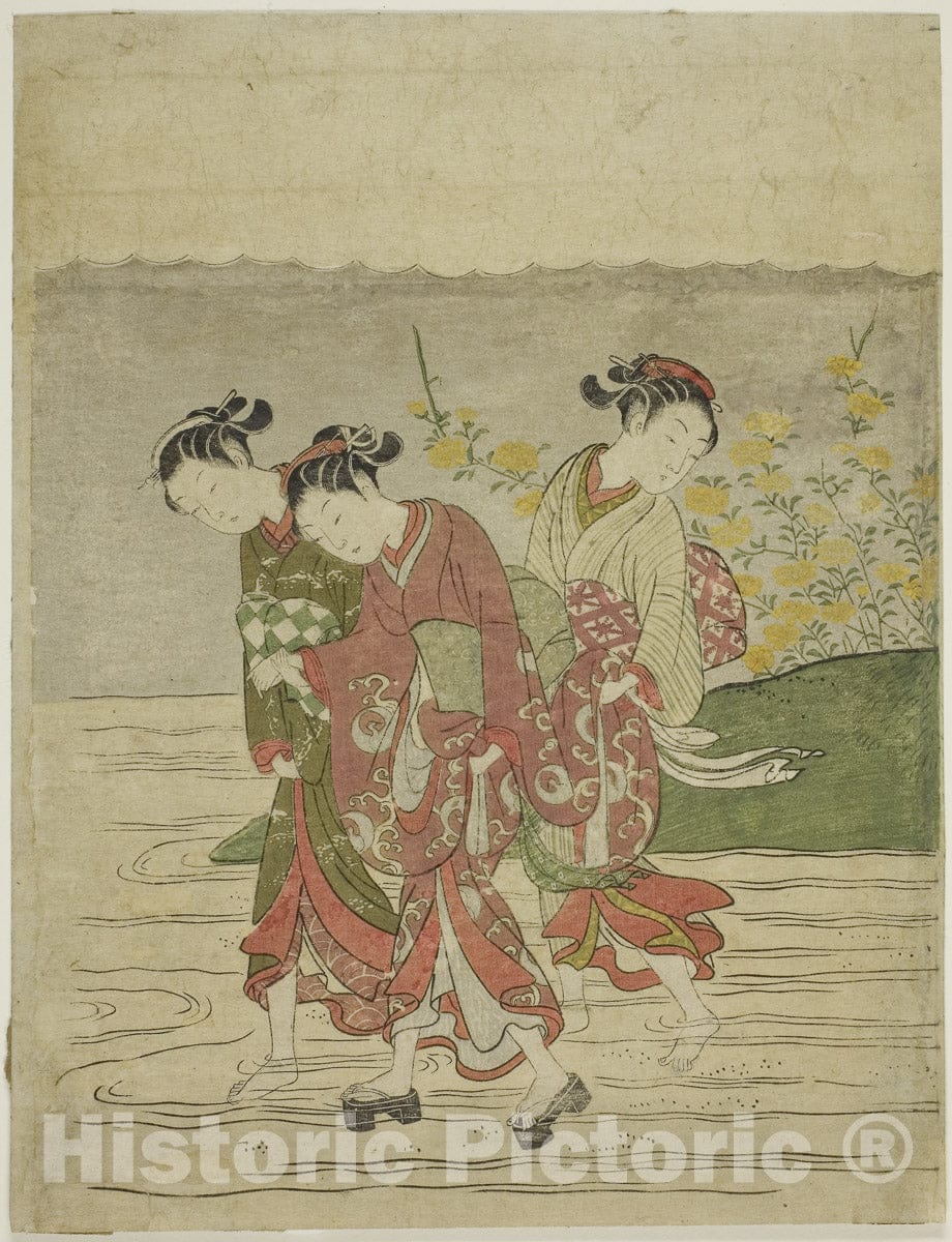 Art Print : The Jewel River at Ide, from an untitled series of Six Jewel Rivers, Suzuki Harunobu, c 1851, Vintage Wall Decor :