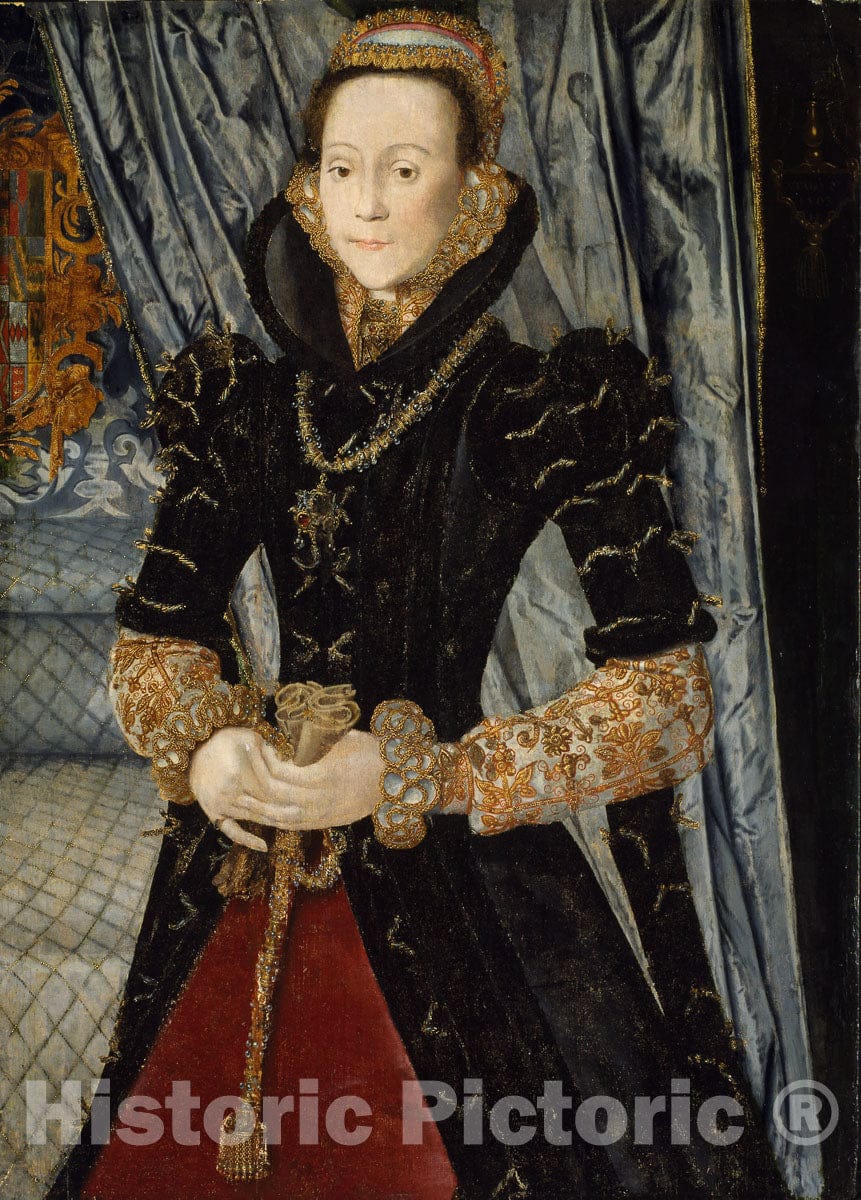 Art Print : Portrait of a Lady of the Wentworth Family (Probably Jane Cheyne), Hans Eworth, c 1810, Vintage Wall Decor :