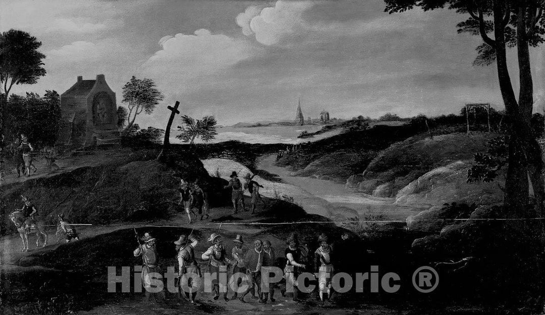Art Print : Landscape with Figures, Joos de Momper, II, c 1878, Vintage Wall Decor :