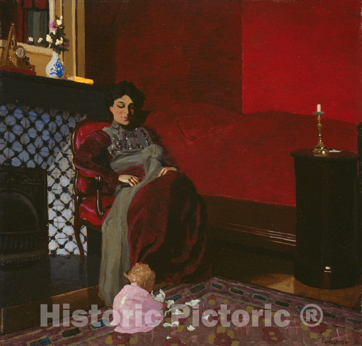 Art Print : Madame Vallotton and her Niece, Germaine Aghion, Felix Edouard Vallotton, c 1969, Vintage Wall Decor :