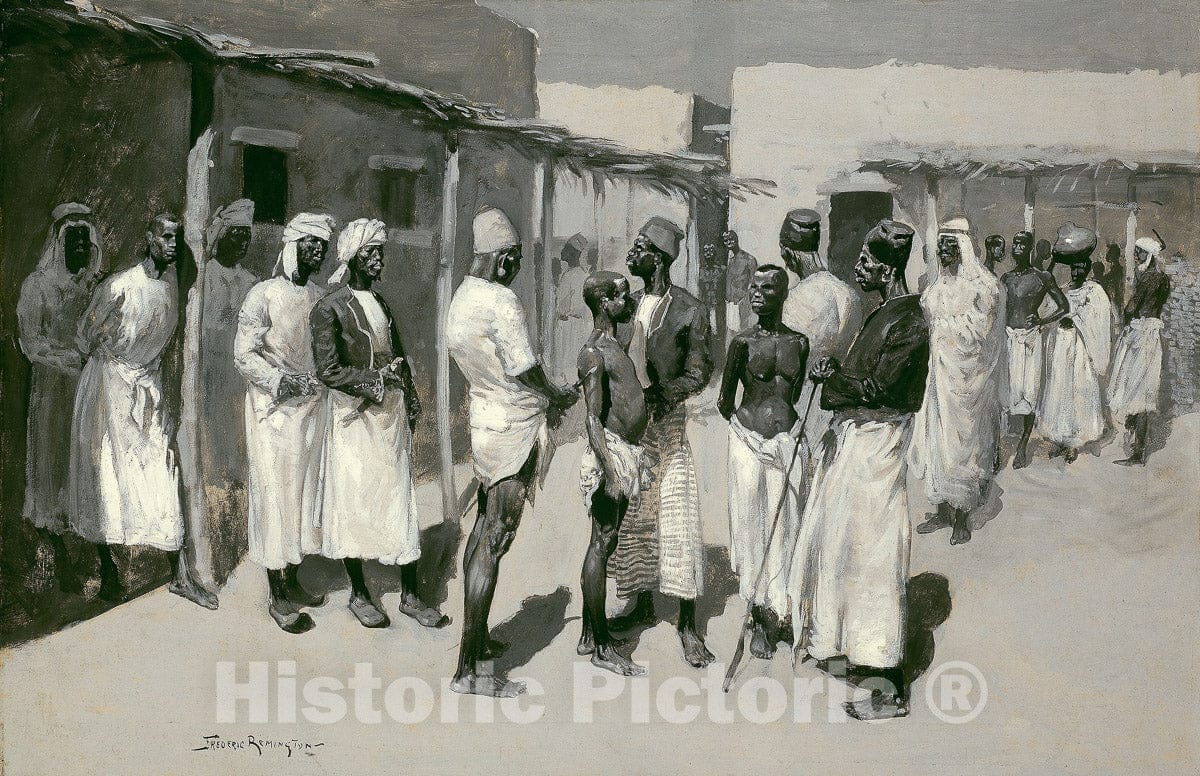 Art Print : Slave Market, Frederic Remington, c 1982, Vintage Wall Decor :
