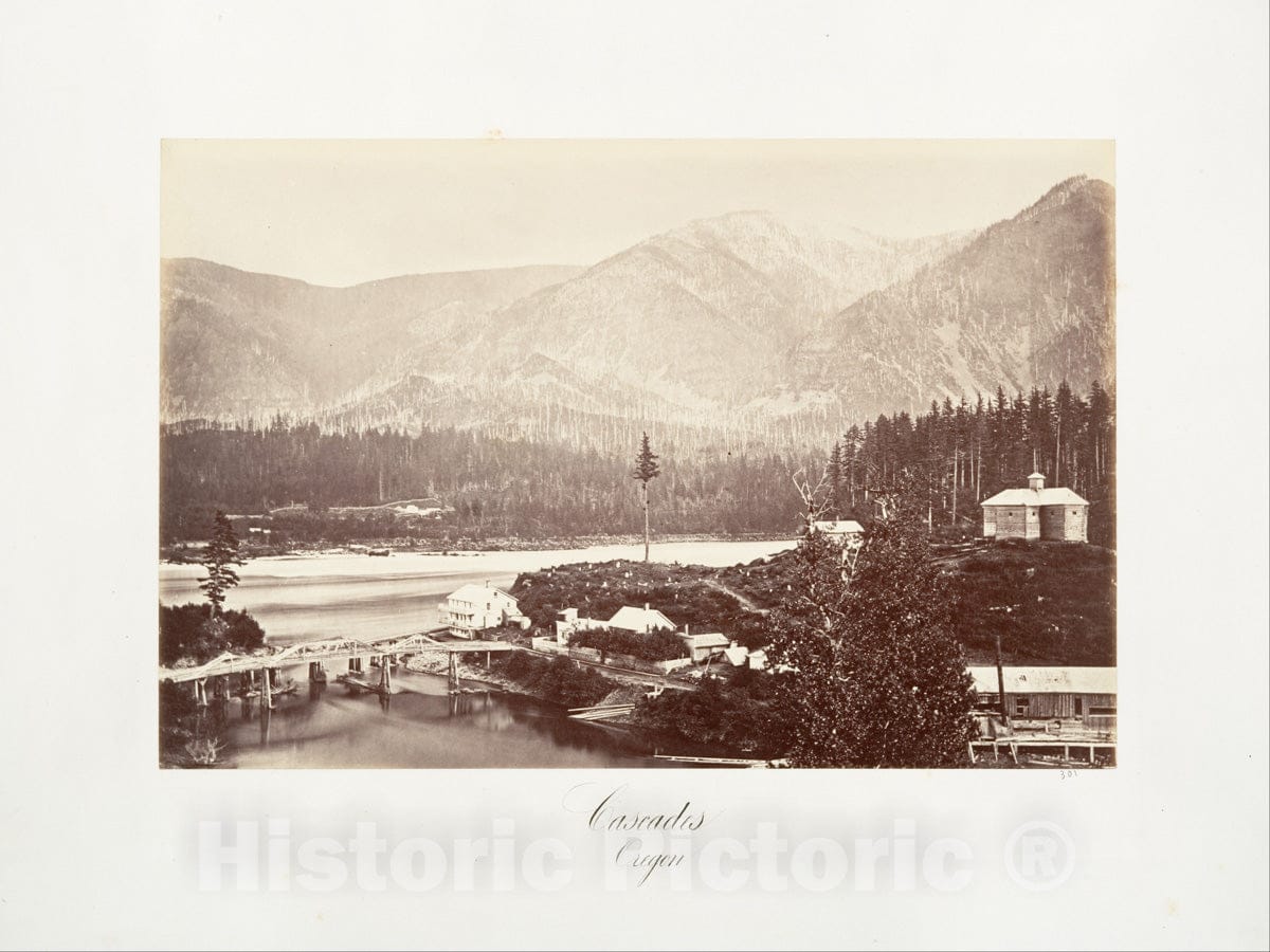 Photo Print : Carleton E. Watkins - Cascades, Oregon : Vintage Wall Art
