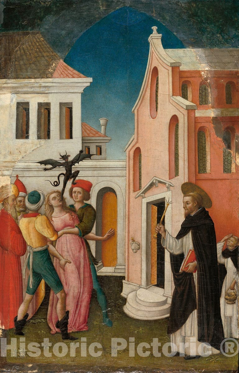 Art Print : Saint Peter Martyr Exorcizing a Woman Possessed by a Devil, Antonio Vivarini, c 1922, Vintage Wall Decor :