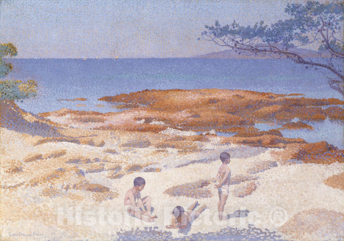 Art Print : Beach at Cabasson (Baigne-Cul), Henri Edmond Cross, c 1926, Vintage Wall Decor :