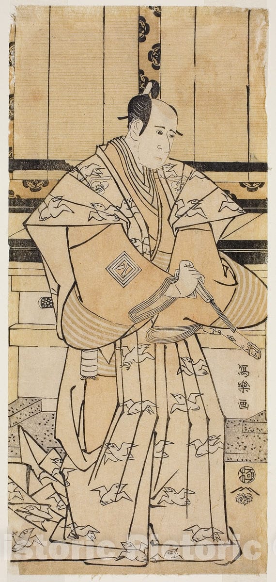 Art Print : The Actor Ichikawa Yaozo lll as Soga no Juro Sukenari (Sandai-me Ichikawa Yaozo no Soga no Juro Sukenari), Toshusai Sharaku , c 1778, Vintage Wall Decor :