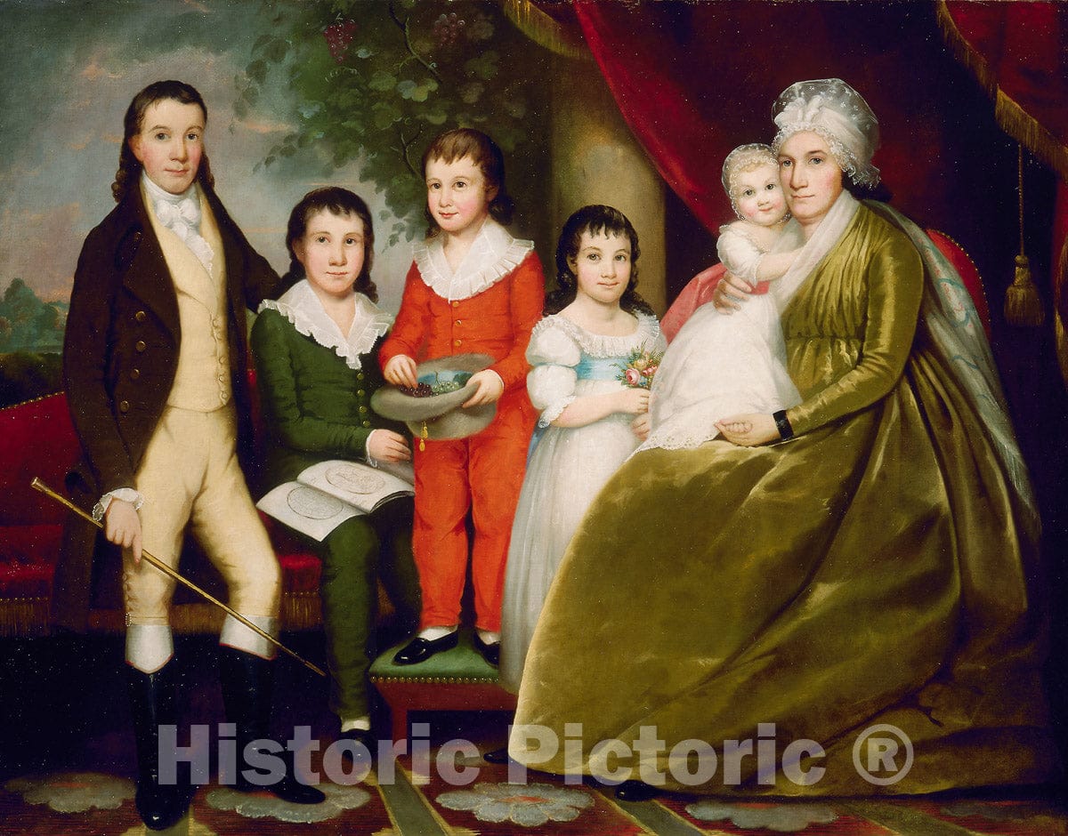 Art Print : Mrs. Noah Smith and Family, Ezra Ames, c 1864, Vintage Wall Decor :