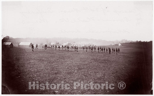 Photo Print : Formerly Mathew B. Brady - Camp of 34th Massachusetts Infantry, Miner's Hill, VA. Skirmish Drill. : Vintage Wall Art