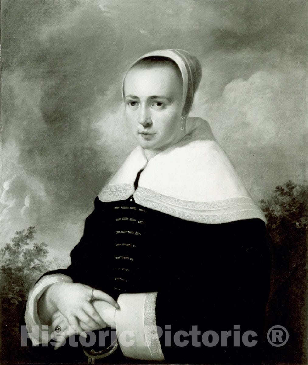 Art Print : Portrait of a Woman, Dutch School, c 1975, Vintage Wall Decor :