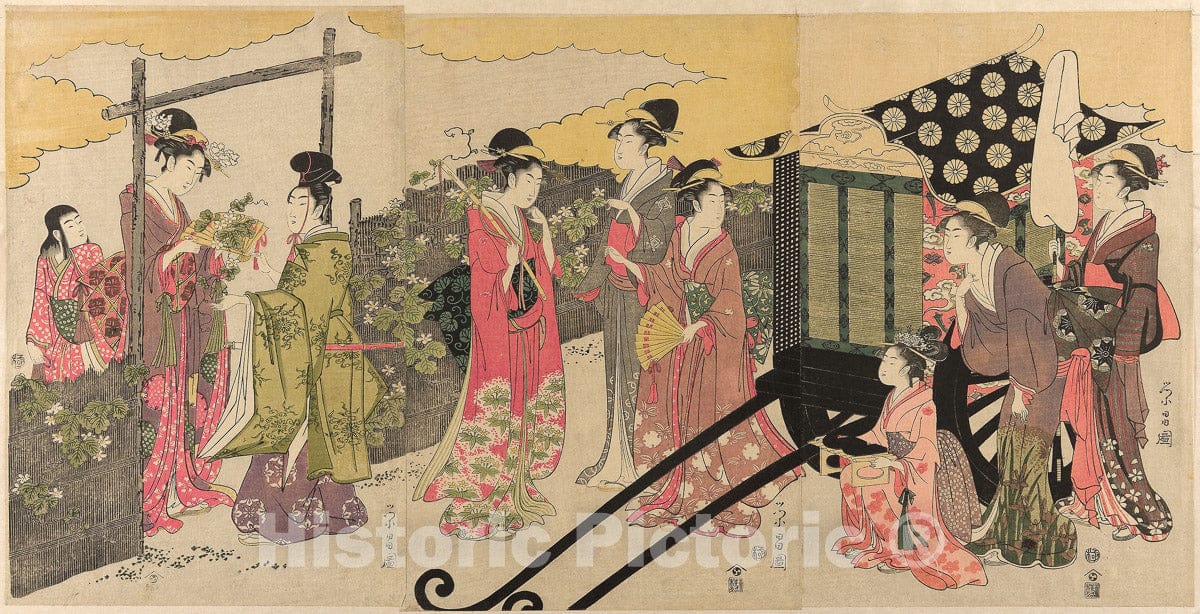 Art Print : Parody of the Yugao Chapter of the Tale of Genji, Chokosai Eisho, c 1851, Vintage Wall Decor :