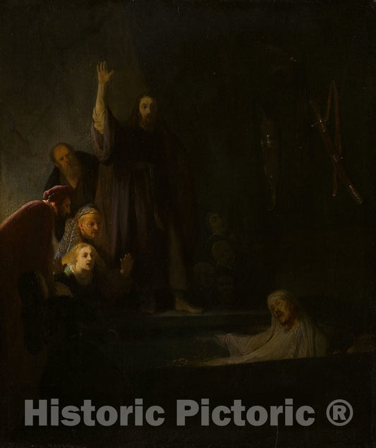 Art Print : The Raising of Lazarus, Follower of Rembrandt Harmenszoon Van Rijn, c 1921, Vintage Wall Decor :