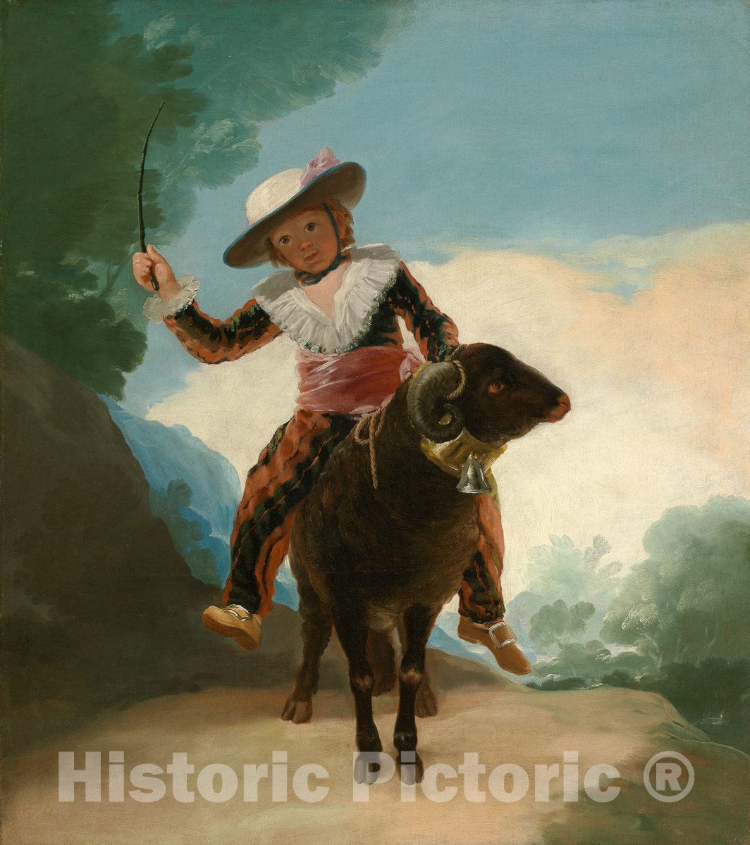 Art Print : Boy on a Ram, Francisco Goya, c 193, Vintage Wall Decor :