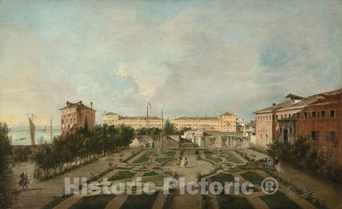 Art Print : The Garden of Palazzo Contarini dal Zaffo, Francesco Guardi, c 1606, Vintage Wall Decor :
