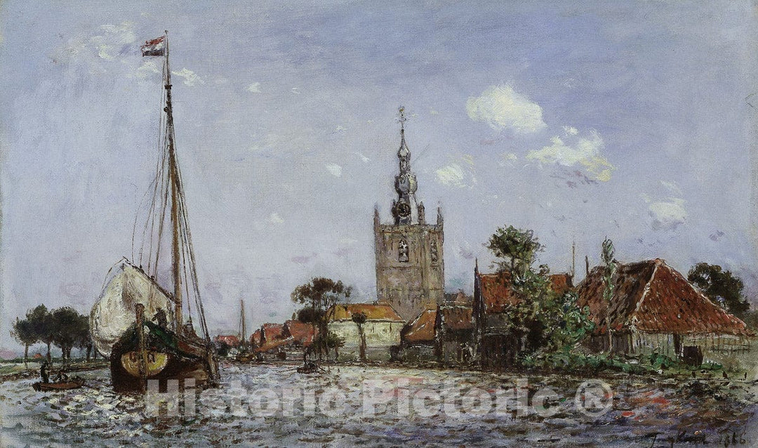 Art Print : The Church of Overschie, Johan Barthold Jongkind, c 1845, Vintage Wall Decor :