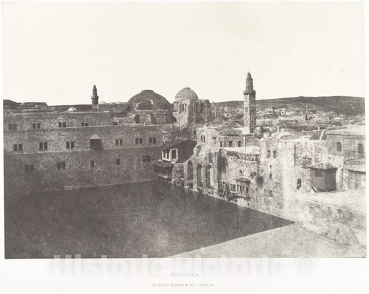 Photo Print : Auguste Salzmann - Jérusalem, Birket-Hammam-el-Batrak : Vintage Wall Art