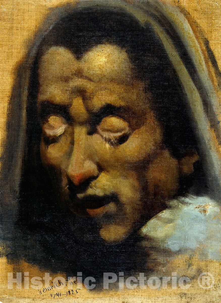 Art Print : Head of a Damned Soul from Dantes "Inferno," (verso), Henry Fuseli, c 1929, Vintage Wall Decor :