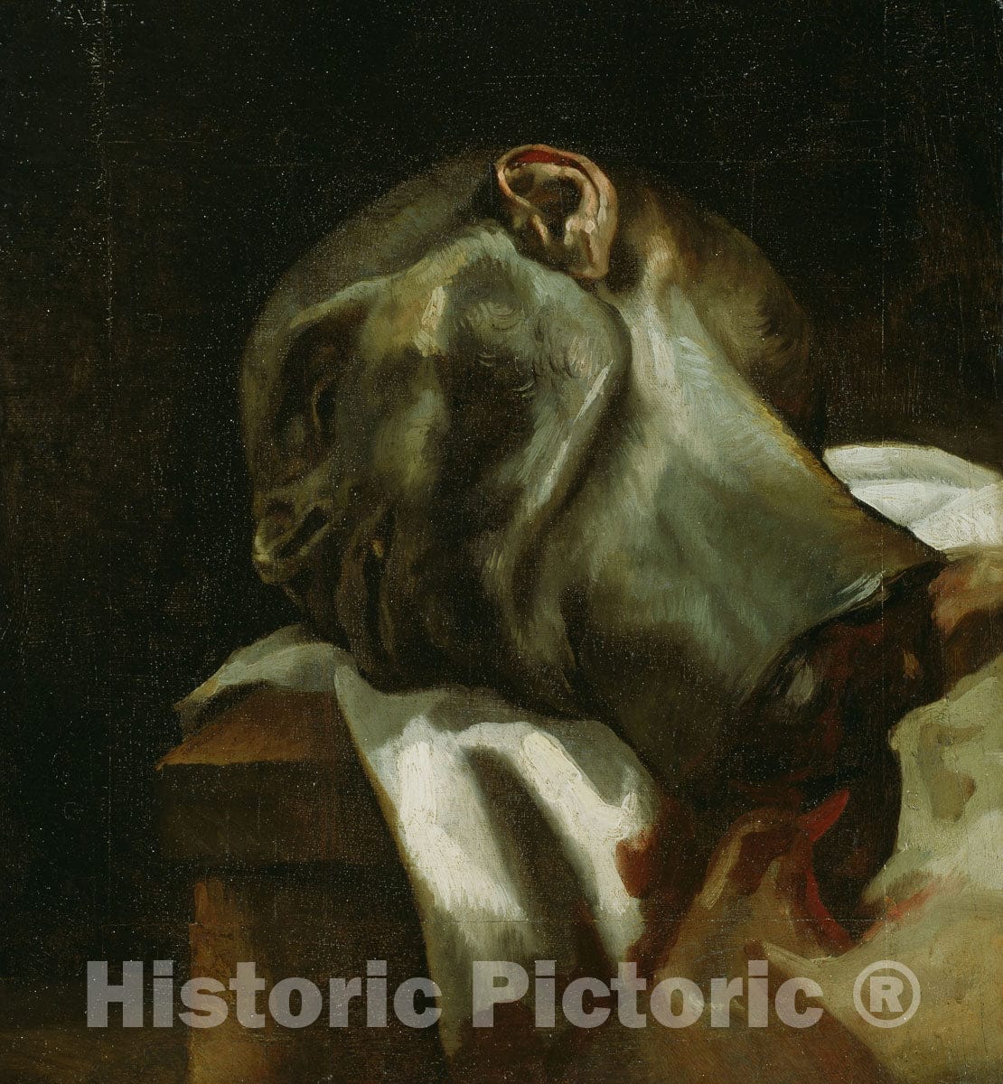 Art Print : Head of a Guillotined Man, Jean Louis Andre Theodore Gericault, c 1914, Vintage Wall Decor :