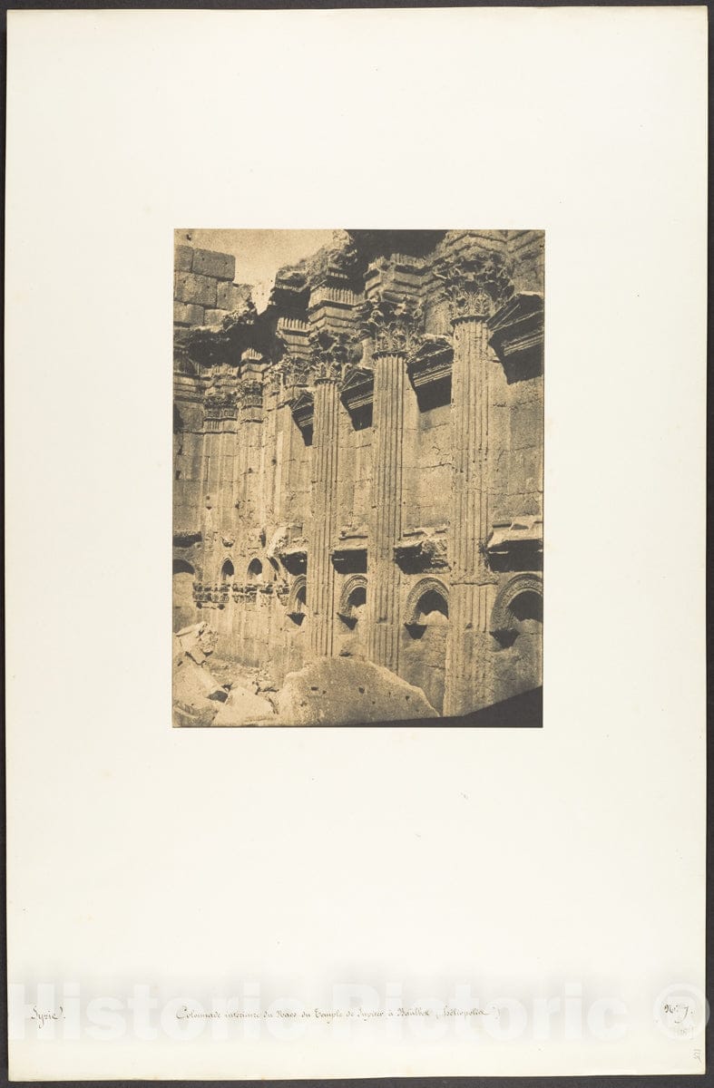 Photo Print : Maxime Du Camp - Colonnade intérieure du Naos du Temple de Jupiter, à Baâlbek (Héliopolis) : Vintage Wall Art
